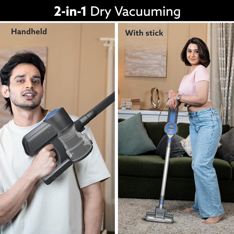 AGARO Elegant Stick Vacuum Cleaner, Dry Vacuuming, 2 Suction Modes, 9 kPa Suction, Rechargeable, Motorised Brush Head, for Home, Office, Hard Floor, Carpet - Image 2