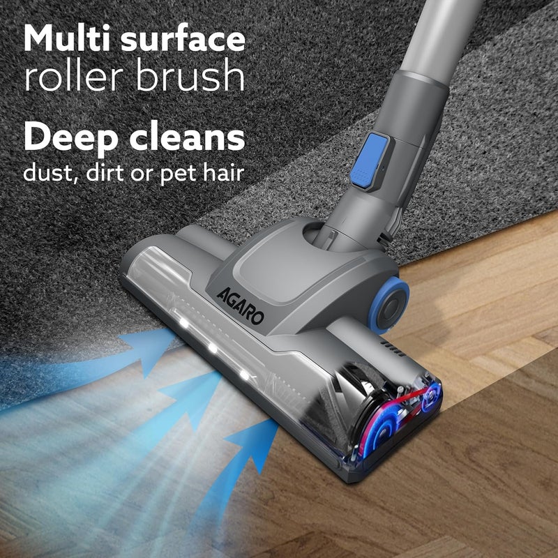 AGARO Elegant Stick Vacuum Cleaner, Dry Vacuuming, 2 Suction Modes, 9 kPa Suction, Rechargeable, Motorised Brush Head, for Home, Office, Hard Floor, Carpet - Image 3