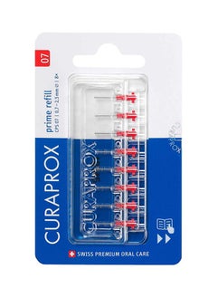CURAPROX فرشاة أسنان بين الأسنان CPS 07 Prime Refill من Curaprox، باللون الأحمر، 8 قطع - 8 × 0.7 مم - 2.5 مم فرشاة أسنان داخلية.  - Image 1