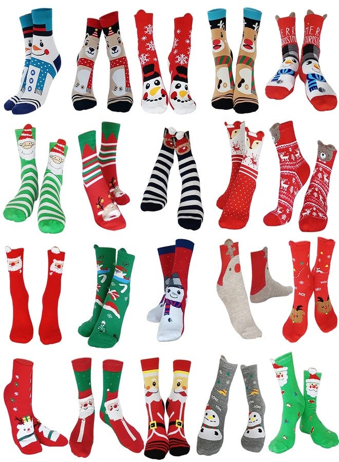 MarJunSep 20 Pairs Christmas Socks for Big Kids Women Holiday Xmas Socks Gifts Colorful Novelty Funny Christmas Cotton Knit Socks Children - Image 1