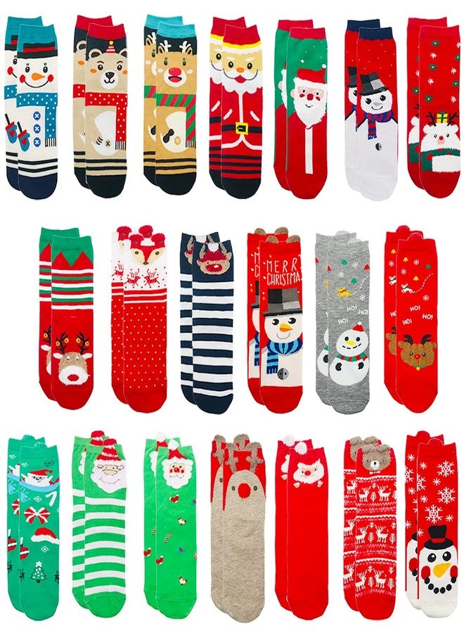 MarJunSep 20 Pairs Christmas Socks for Big Kids Women Holiday Xmas Socks Gifts Colorful Novelty Funny Christmas Cotton Knit Socks Children - Image 2