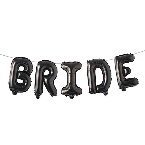 RUIANSI 16 inch multicolor Bride Letter Foil Balloon Wedding Bridal Shower Engagement Hen Party Decor Bachelorette Party Supplies (BRIDE Black) - Image 1