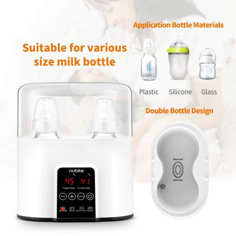 nubite Double Baby Bottle Warmer 24H Constant Mode for All Bottles, Breastmilk Baby Milk Heater, Heating Baby Food, Formula Water Warmer for Twins, Accurate Temperature Control - Image 4
