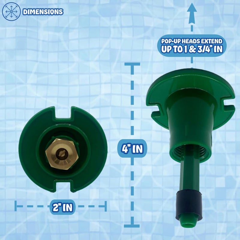 Poolzilla (10 Pack) Plastic Pop-Up Flush Head Sprinkler with Brass Full Pattern Spray Nozzle - Compatible with Flush Heads from Orbit, and Other Major Brands - 1-Â½â€™â€™ Inch Pop-Up Height - Image 2