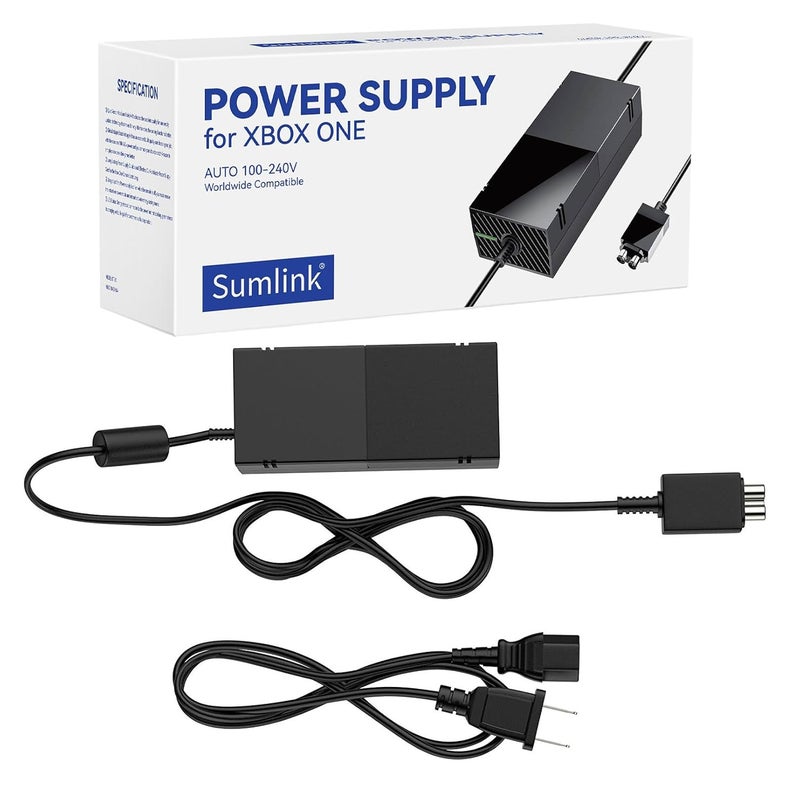 SUMLINK Power Supply Brick for Xbox One, AC Adapter Cable Replacement Kit for Xbox One Console Games, Auto Voltage 100-240V, Black - Image 2