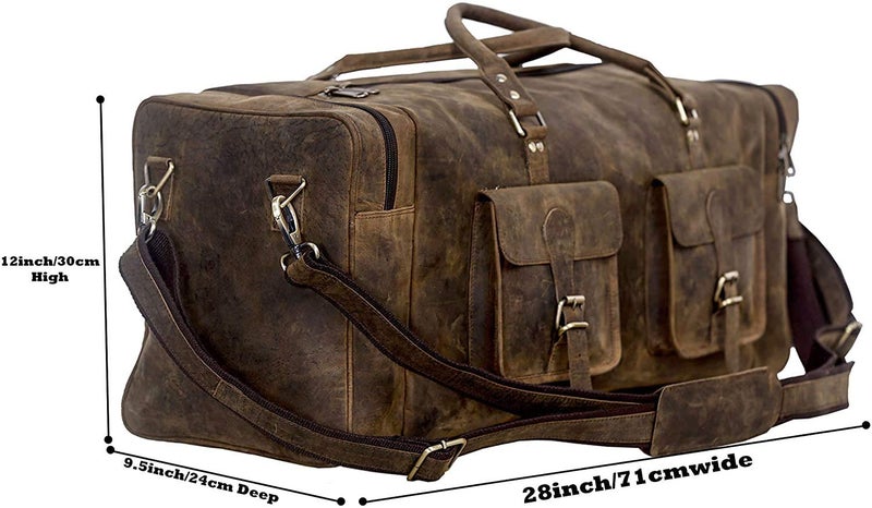 KomalC 28 inch Duffel Bag Travel Sports Overnight Weekend Leather Duffle Bag for Gym Sports Cabin Holdall bag (Distressed Brown) - Image 5