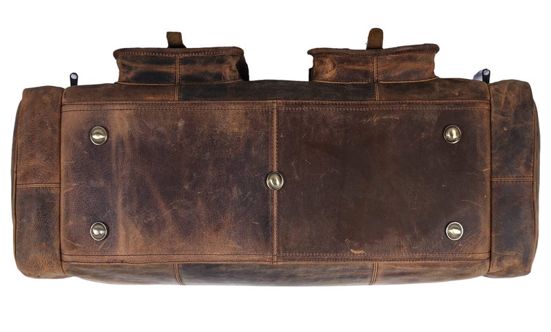 KomalC 28 inch Duffel Bag Travel Sports Overnight Weekend Leather Duffle Bag for Gym Sports Cabin Holdall bag (Distressed Brown) - Image 3