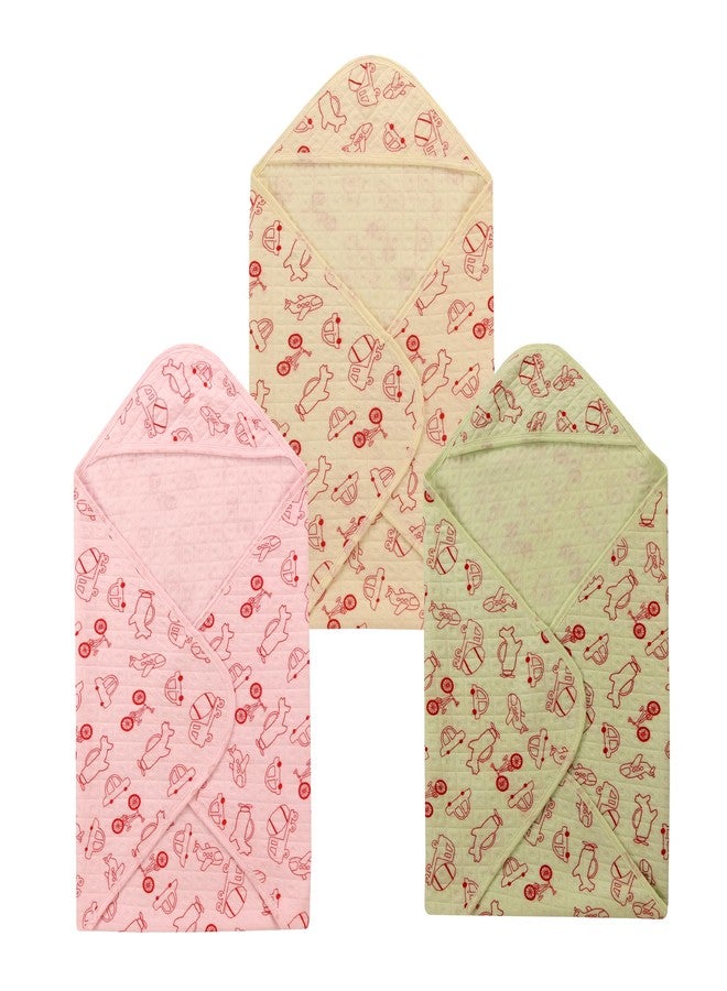 Dikary Hooded Baby Towel - Premium Soft Baby Bath Towel for Bathtub for Newborn, Infant - Ultra Absorbent, Natural Baby Stuff Towel for Boy and Girl (Yellow Pink Green) - Image 1