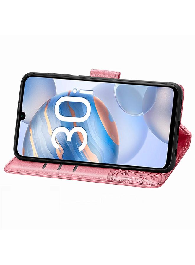 اس-توب جراب هاتف Honor 30i من الجلد المنقوش بنقشة زهور الحب والفراشات - Image 4