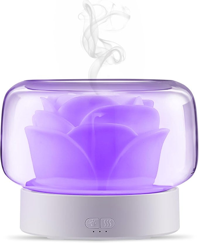 ESSENTIAL OIL DIFFUSER HUMIDIFIER 2-IN-1 COOL MIST AROMATHERAPY DIFFUSER WITH 7 COLORS NIGHT LIGHTS WATERLESS AUTO-OFF HUMIDIFIER FOR HOME BEDROOM OFFICE YOGA (WHITE)