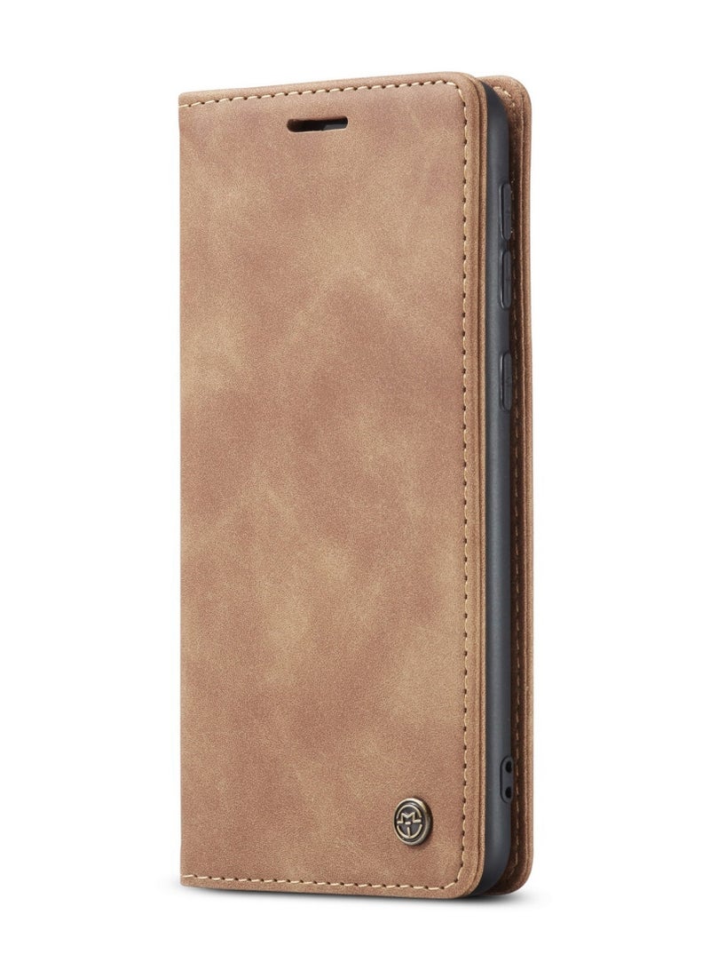 CaseMe Samsung Galaxy M30 / A40s Case Wallet Case Book Folding Flip Folio Case with Magnetic Kickstand Card Slots Protective Cover - Brown - Image 2
