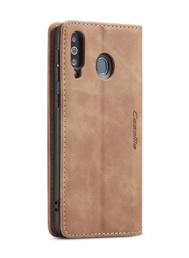 CaseMe Samsung Galaxy M30 / A40s Case Wallet Case Book Folding Flip Folio Case with Magnetic Kickstand Card Slots Protective Cover - Brown - Image 3