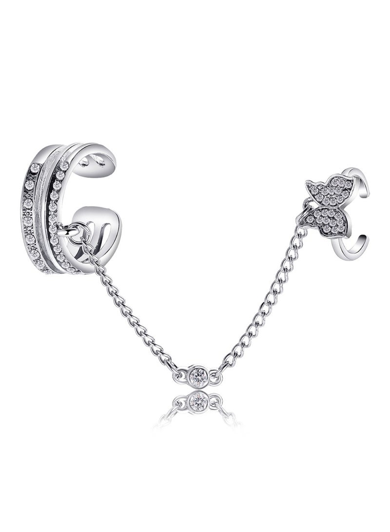 Huitich Butterfly Charm Double Ring with Chain  - Image 1