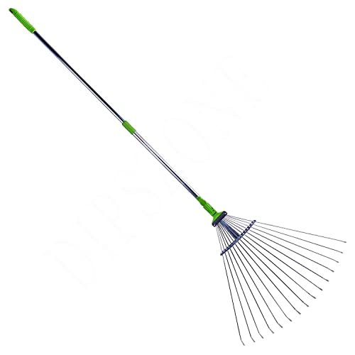 DD Retails Telescopic Metal Rake || Adjustable Garden Rake for Quik Clean Up of Lawn and Yard || Expanding Handle with Adjustable 31 to 64 Inch Width Folding Head (Pack of 1) - Image 1