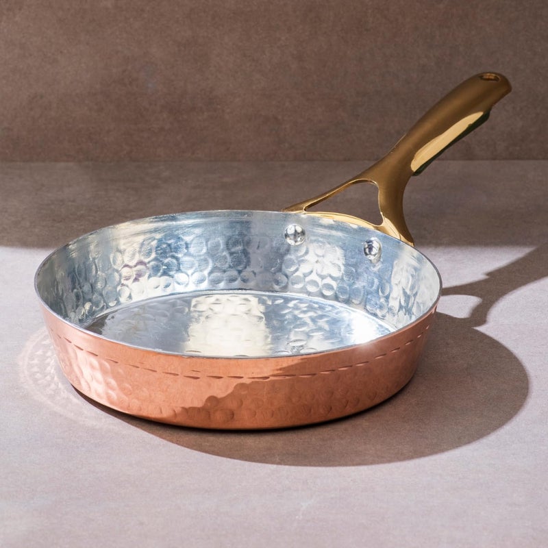 P-TAL Copper Frying Pan with Heat-Resistant Handle | 8.5 Inch Naturally Non-Stick Tin Coated Pan for Healthy Cooking | Traditional Design, Eco-Friendly & Durable Cookware - Image 1