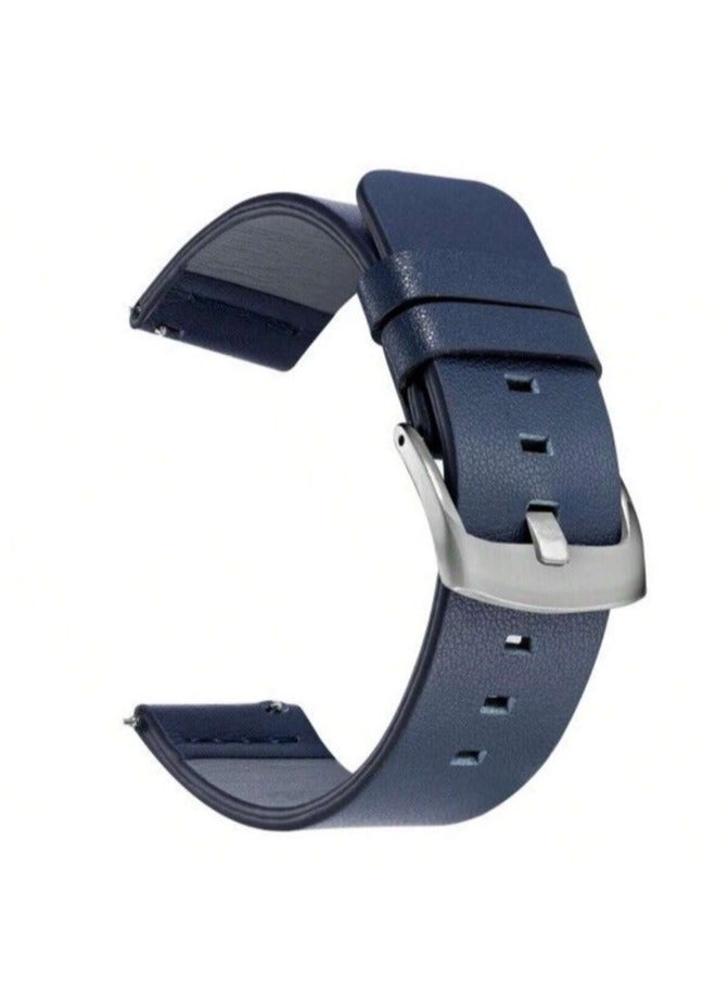 Dark Navy Blue Leather Watch Band 22mm Easy to Install and Removable for an Attractive Look and comfortable - Image 1