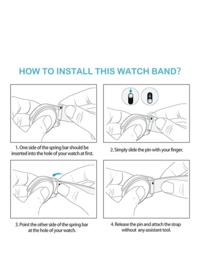 Dark Navy Blue Leather Watch Band 22mm Easy to Install and Removable for an Attractive Look and comfortable - Image 2