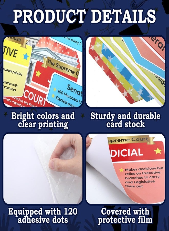 Affrolling 12 Pcs US Government Bulletin Board Three Branches of Government Posters Social Studies Classroom Educational Learning Decorations for Kids Teachers US History Civics Class Back to School - Image 3