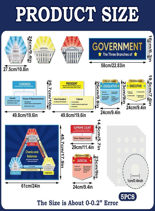 Affrolling 12 Pcs US Government Bulletin Board Three Branches of Government Posters Social Studies Classroom Educational Learning Decorations for Kids Teachers US History Civics Class Back to School - Image 2