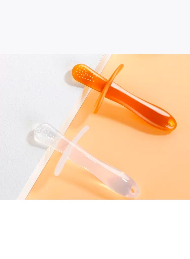 Baby Tooth Changer Toy, Tooth Changer Toy, Mushroom Biter, Baby Silicone Toothbrush Tool Ring Toy (Transparent + Brown) - Image 2