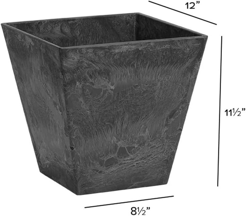 Root & Vessel ARTSTONE 12" Black Square Ella Planter - Image 4