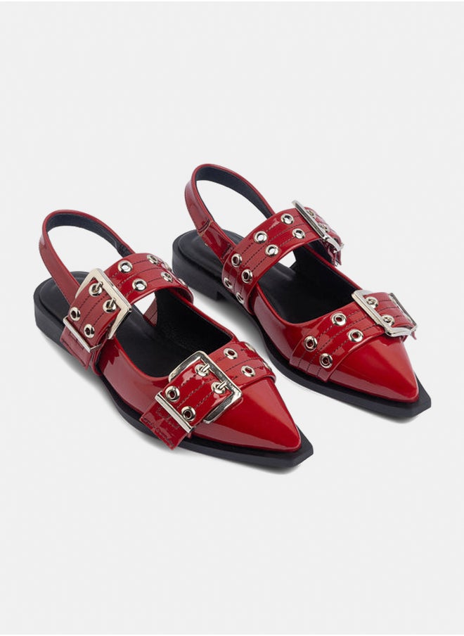 Double Buckle Slingback Flats