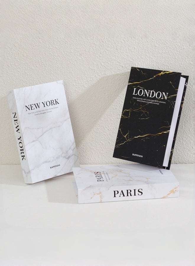 نيبمينينت مجموعة من 3 قطع كتب زينة مزيفة لتزيين المنزل - كتب مزيفة عصرية لطاولة القهوة، أو الرفوف، أو غرفة النوم، مجموعة كتب مكدسة لتزيين جمالي. - Image 1