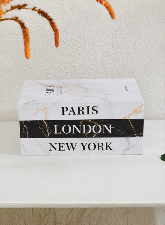 نيبمينينت مجموعة من 3 قطع كتب زينة مزيفة لتزيين المنزل - كتب مزيفة عصرية لطاولة القهوة، أو الرفوف، أو غرفة النوم، مجموعة كتب مكدسة لتزيين جمالي. - Image 3