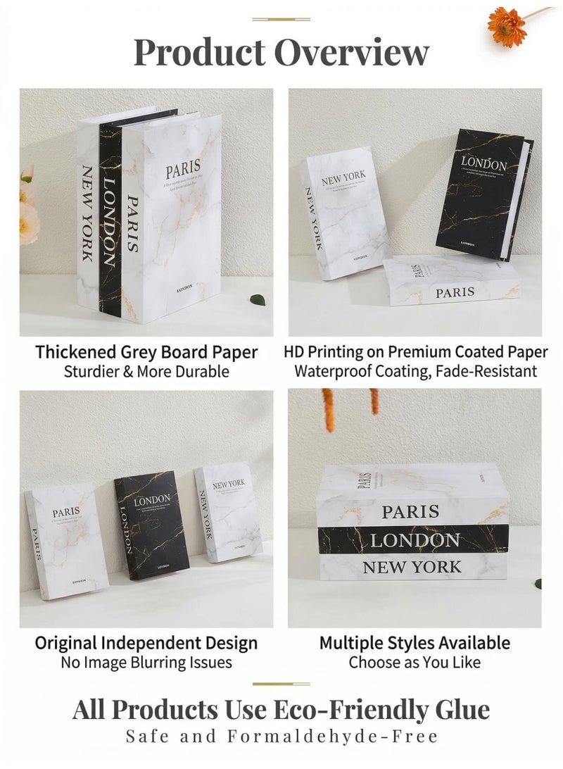 نيبمينينت مجموعة من 3 قطع كتب زينة مزيفة لتزيين المنزل - كتب مزيفة عصرية لطاولة القهوة، أو الرفوف، أو غرفة النوم، مجموعة كتب مكدسة لتزيين جمالي. - Image 4