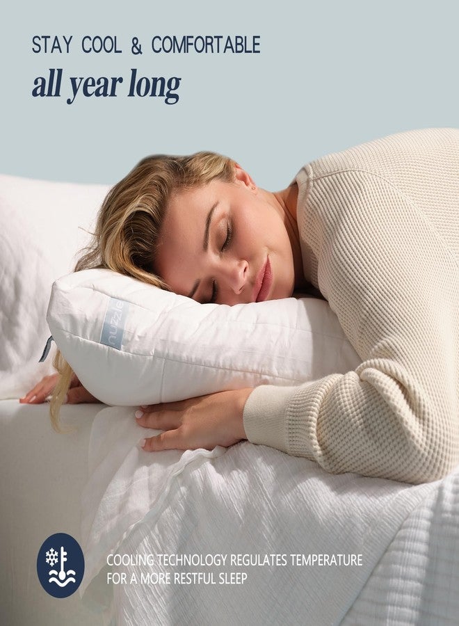Nuzzle Pillow Cases King Size, 100% Cotton Pillowcases with Envelope Closure, White Pillow Covers 20 x 36 inches, Pillow Protector with 300 Thread Count Soft and Breathable - Image 4