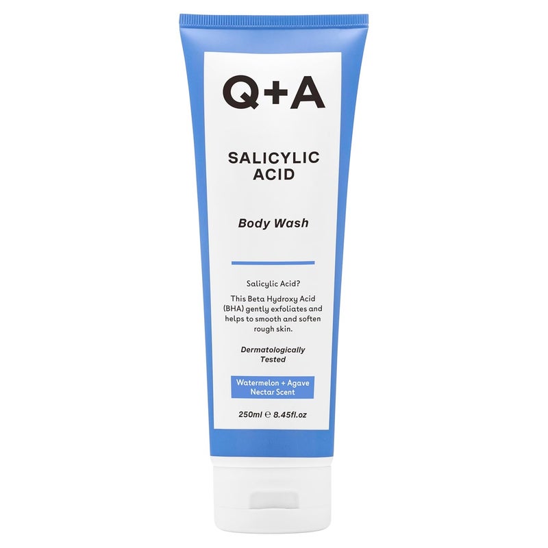 Q+A QA Salicylic Acid Body Wash gelbased Body Wash exfoliates smoothes and softenes the skin with a blend of Salicylic Acid White Willow Bark and Green Tea Extract 250ml