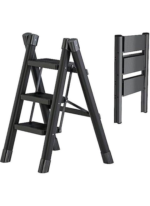 tep Ladder 3 Steps Full Steel Folding Step Stool Sturdy Small Step Stool for Adults Closet Step Stool Ladder with Anti-Slip Wide Pedals Multi-use Kitchen Ladder for Home Bearing capacity 150kg
