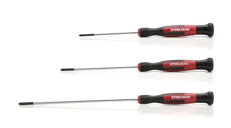 STEELMAN Precision Steel Shaft 6-Piece Long Electronics Screwdriver Set, Variety of Slotted/Phillips Sizes, Swivel-Head, Magnetic Tips - Image 2