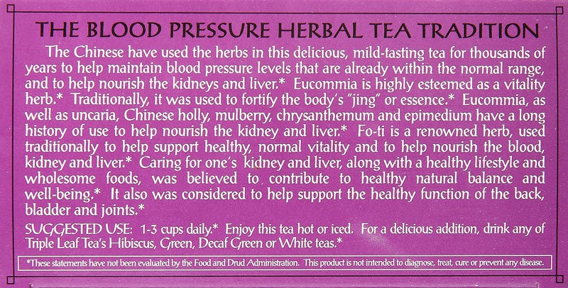 Triple Leaf Tea, Tea Bags, Blood Pressure, 1.06-Ounce Bags, 20-Count Boxes, Pack of 6 - Image 2