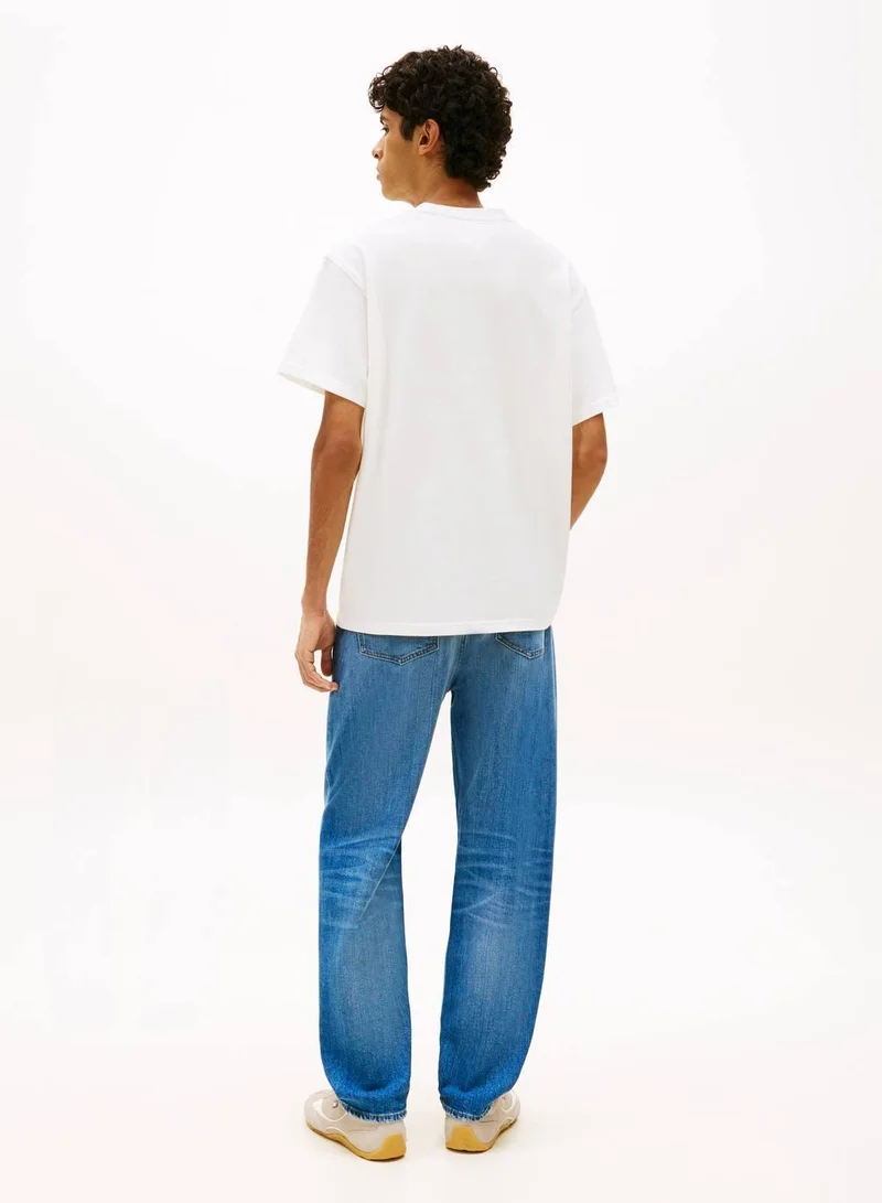 TOMMY JEANS Ecru Flag Relaxed Fit T-Shirt for Men | Best Price UAE