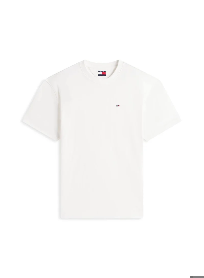 TOMMY JEANS Ecru Flag Relaxed Fit T-Shirt for Men | Best Price UAE