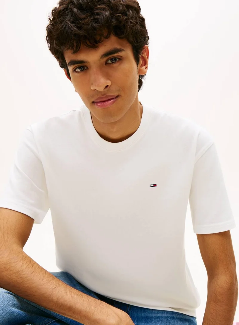 TOMMY JEANS Ecru Flag Relaxed Fit T-Shirt for Men | Best Price UAE