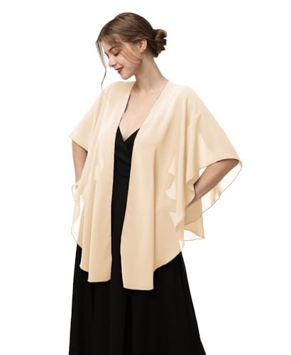 Hotshawl Womens Chiffon Shawls and Wraps, Wedding Party Shawl Scarf for Evening Dresses (Champagne) - Image 2