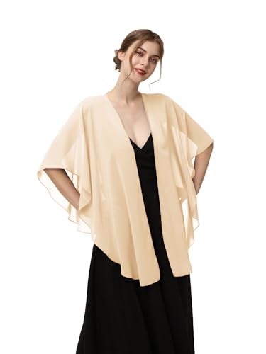 Hotshawl Womens Chiffon Shawls and Wraps, Wedding Party Shawl Scarf for Evening Dresses (Champagne) - Image 5