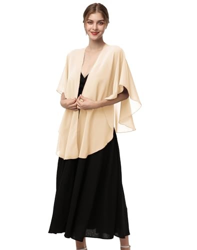 Hotshawl Womens Chiffon Shawls and Wraps, Wedding Party Shawl Scarf for Evening Dresses (Champagne) - Image 3