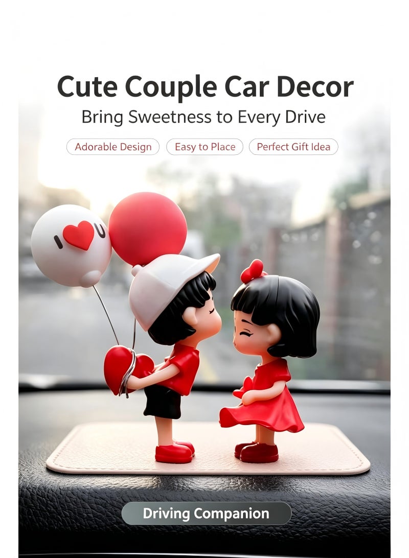 Car Couple Ornament, Couple Dashboard Decoration Car Interior Ornament Romantic Figurines Balloon Lovers Car Accessories Ornament Birthday - Image 1