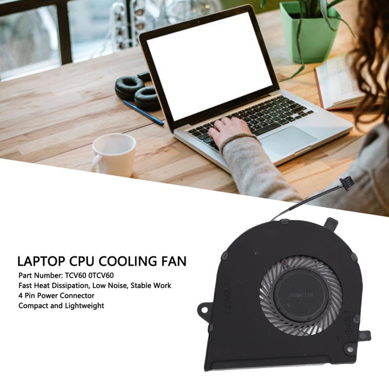 مروحة تبريد وحدة المعالجة المركزية (CPU) فعالة وهادئة للابتوب، متوافقة مع فوسترو 5391 و5390 و7391 ولدتيود 3301، اللون أسود - Image 3