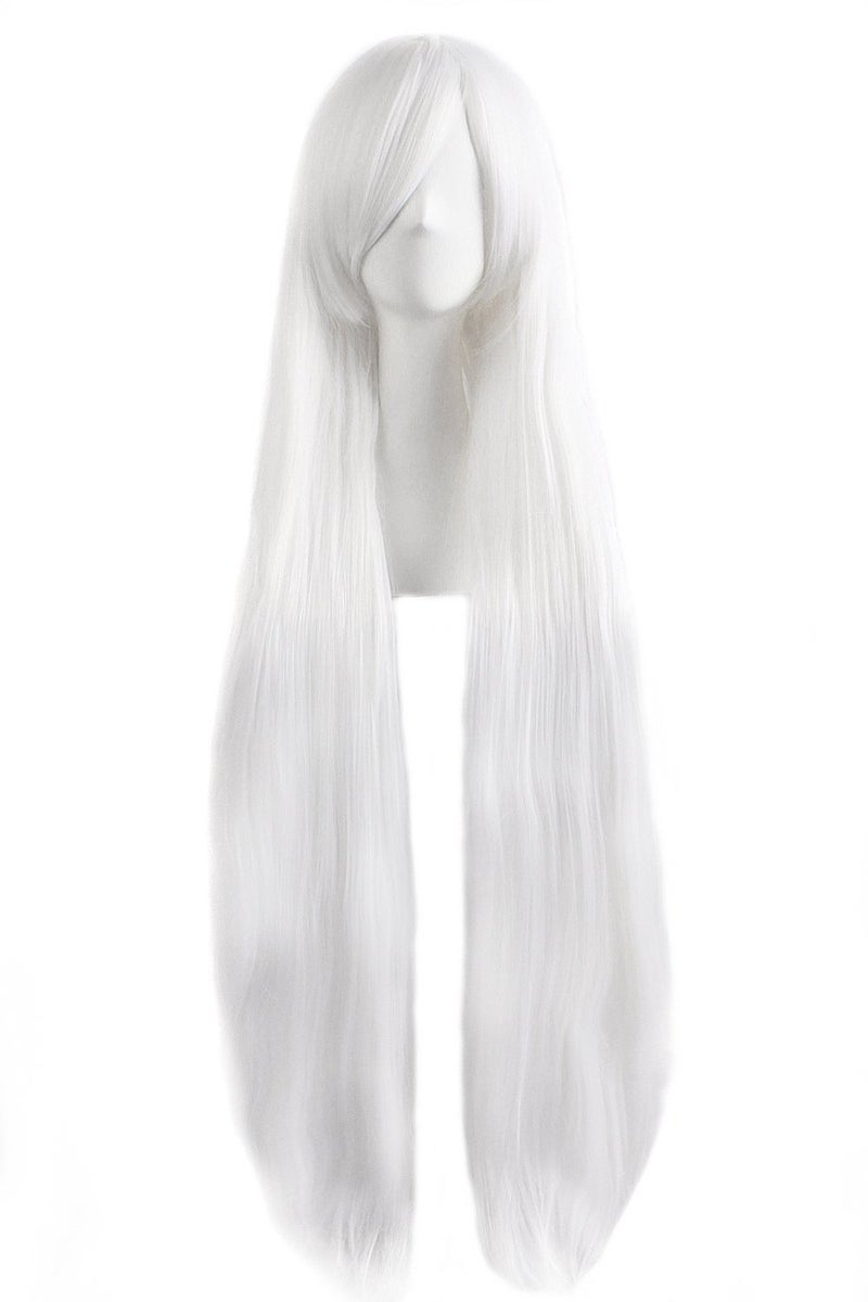MapofBeauty MapofBeauty 40" 100cm White Long Straight Cosplay Costume Wig Fashion Party Wig  - Image 1
