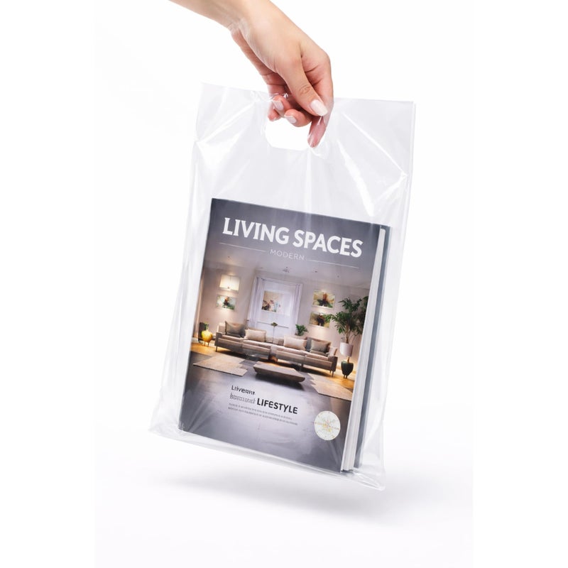 Infinite Pack 100 Clear Plastic Merchandise Bags with Handles 12"x15" | 1.25Mil Thick Glossy Retail Shopping Bags for Small Business Boutique Bag Clear Gift Bags for Shopping, Clothing and Trade Show - Image 5