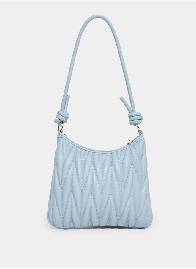 Styli Styli V Quilted Shoulder Bag with Removable Chain Strap