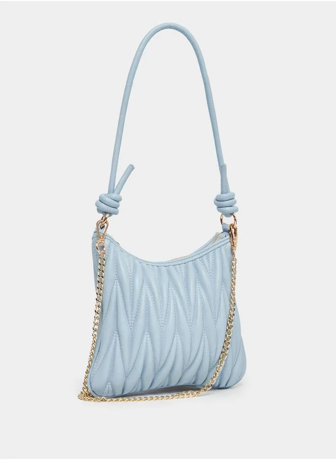 Styli Styli V Quilted Shoulder Bag with Removable Chain Strap