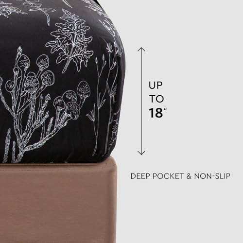 HYPREST Grey Black Sheets King,Deep Pocket Sheets, 1800 Thread Count Pattrn Bed Sheets Soft Breathable Cute Printed Boho Farmhouse Bed Sheets, Oeko-Tex Certificated- Up to 18 Inch - Image 3