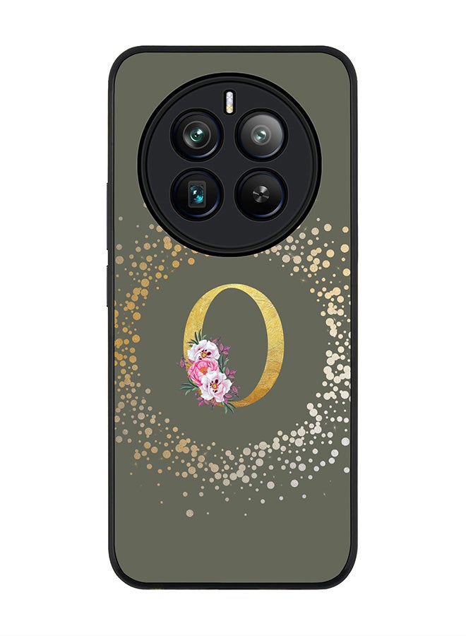 Stylizedd Rugged Black edge case for Realme 12 Pro / Realme 12 Pro Plus 5G, Custom Monogram Initial Letter Floral Pattern Alphabet-O (Olive Green) - Image 1