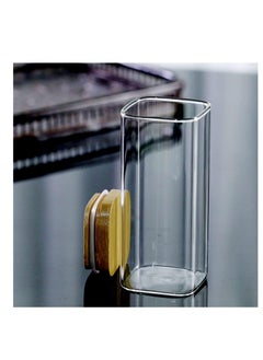 1Chase Borosilicate Square Glass Storage Jar with Air tight Bamboo Lid 1100 ML ,Set of 4  - Image 3