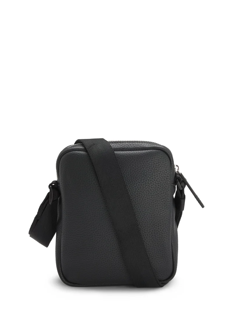 HUGO Grained faux-leather reporter bag with rubber logo patch
